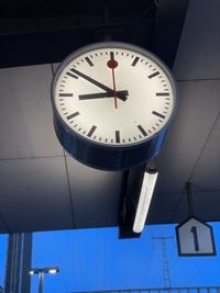Low angle view of clock on railroad station
