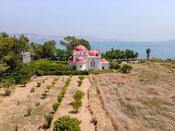 Scenic view of sea against clear sky