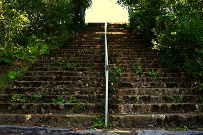 Staircase against brick wall