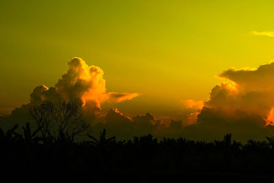 Scenic view of silhouette trees against sky during sunset