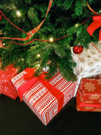 Close-up of christmas decorations on tree