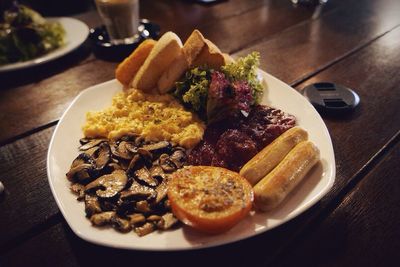 Close-up of food served in plate