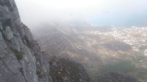 Aerial view of mountains against sky