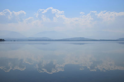Scenic view of lake with reflection of sky