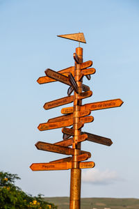  low angle view of information sign in clear sky