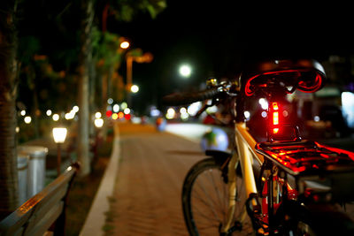 Bicycle on road at night