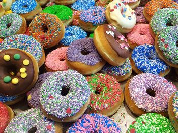 Full frame shot of colorful donuts
