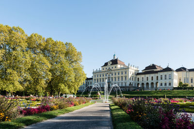 View of plants against built structures
