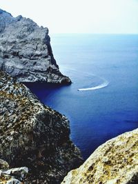 Scenic view of bay against sky