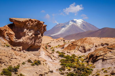 Scenic view of snowcapped mountain against sky