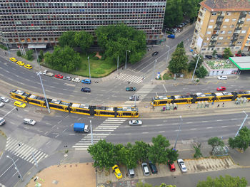 High angle view of city street