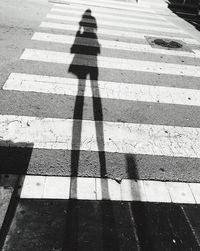 High angle view of shadow on street