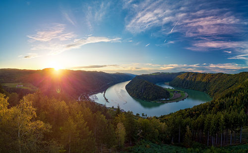 Scenic view of landscape against sky during sunset