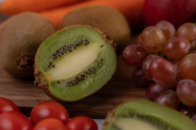 Close-up of fruits on cutting board