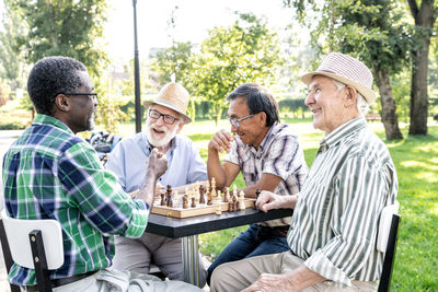 Group of people relaxing outdoors