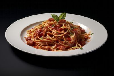 Close-up of noodles in plate