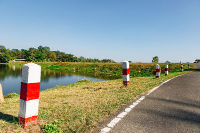 Scenic view of lake against clear sky