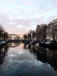 Reflection of sky on lake during sunset
