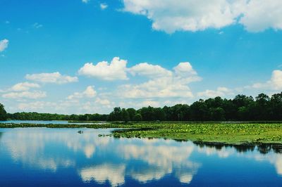 Scenic view of lake against sky