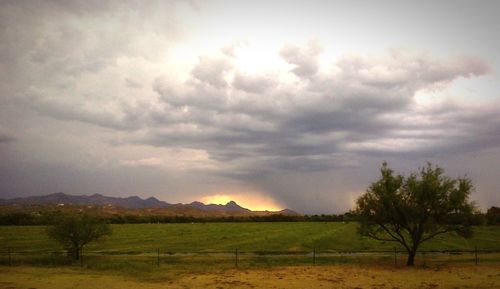 Scenic view of landscape against cloudy sky