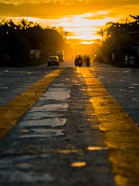 Street in city during sunset
