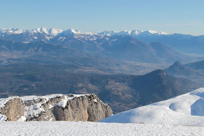 Scenic view of snowcapped mountains against sky in italian alps