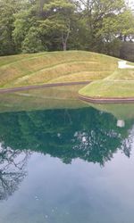 Reflection of trees in lake against sky