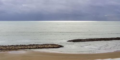 Scenic view of sea shore against sky