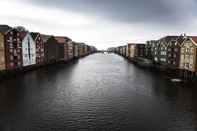 Canal passing through city buildings