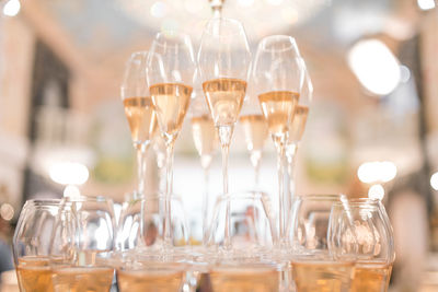 Close-up of wine in glass on table