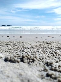 Surface level of beach against sky