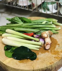 High angle view of chopped vegetables on cutting board
