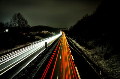 Light trails on highway at night