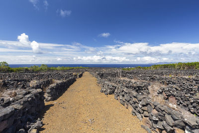 Surface level of road against sky