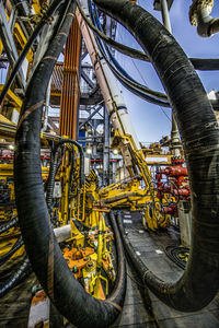 Offshore drilling during sunset in the gulf of mexico