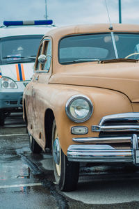 Vintage car on road