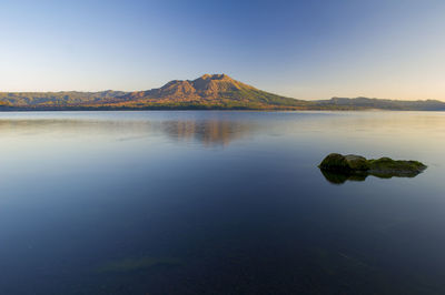 Scenic view of lake against clear sky