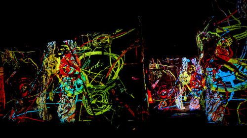 Multi colored light painting at night