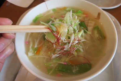 Close-up of soup in bowl