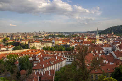 High angle view of townscape against sky