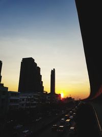 View of city at sunset