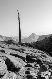 Scenic view of land against clear sky