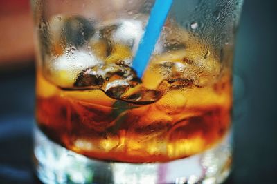 Close-up of beer in glass