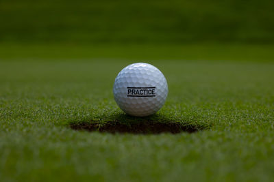 Close-up of ball on grassland