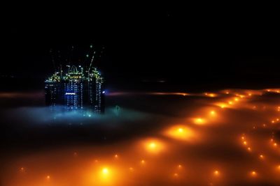Blurred motion of illuminated city at night