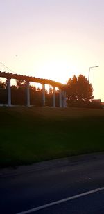 View of street at sunset