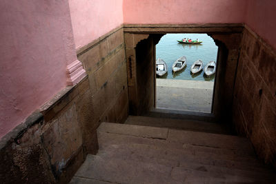 High angle view of old building