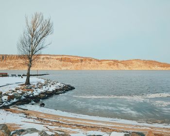 Scenic view of sea against clear sky