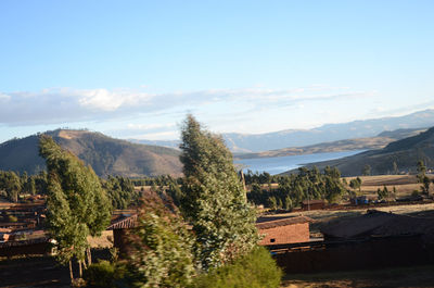 Scenic view of mountain range against sky