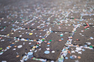 Coloured confetti on the street